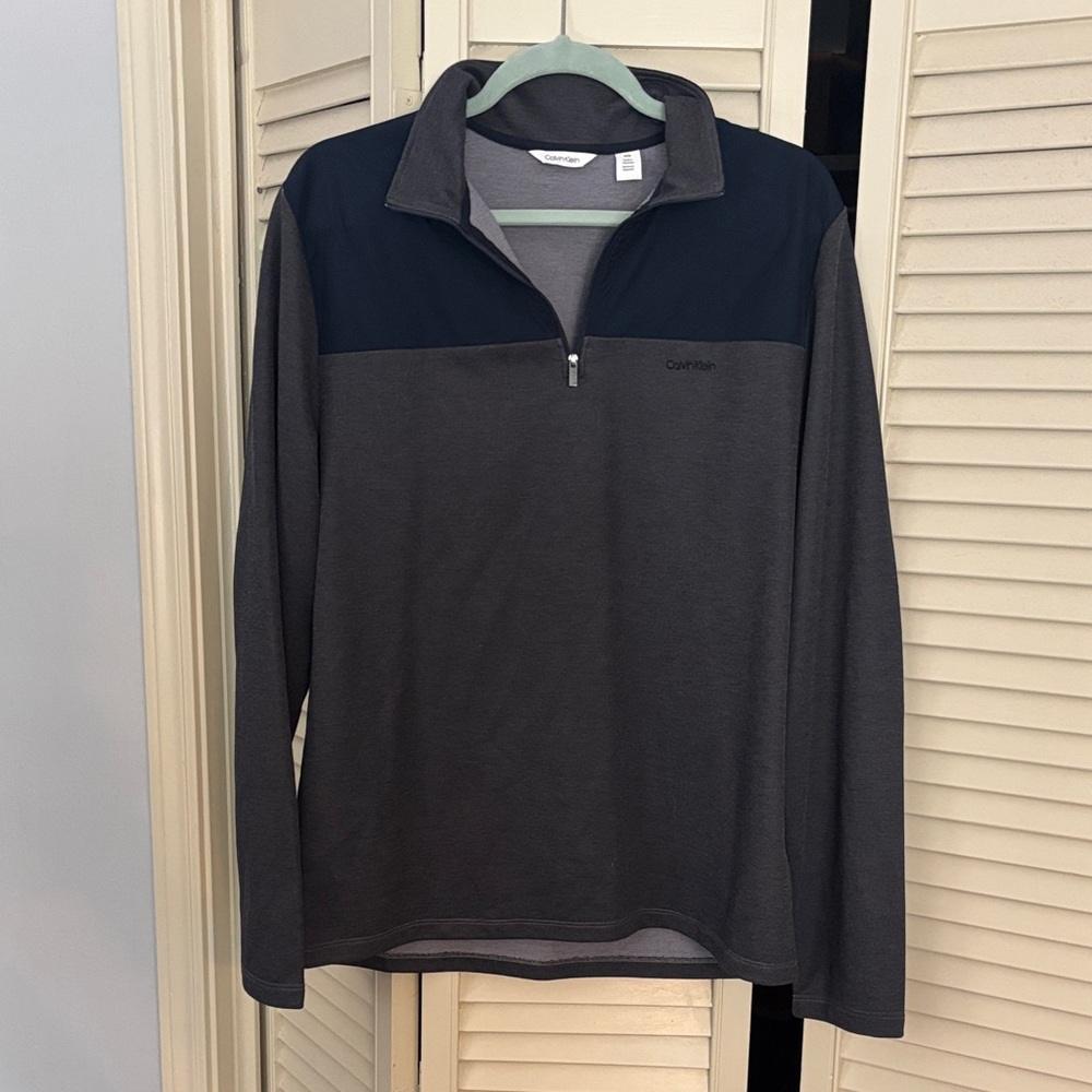 Calvin Klein Black and Gray Quarter-Zip Top